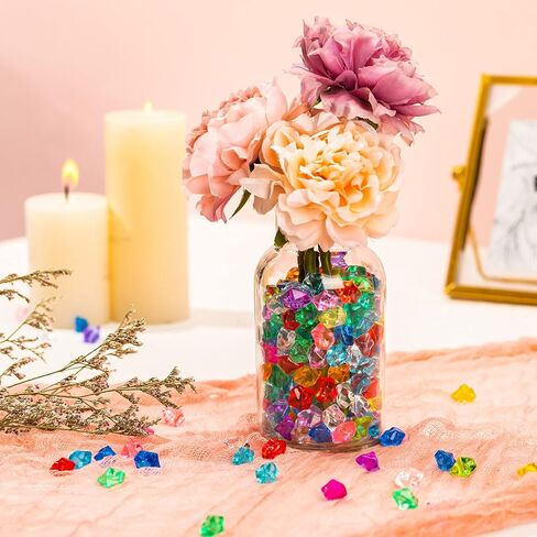 Syhood 400 Piece Multicolor Acrylic Gems Ice Cubes Set Fake Crushed Ice Rocks, Crystals, and Gems for Wedding Event Decoration, Arts and Crafts, Vase Fillers(Multi-Color) in Saudi Arabia