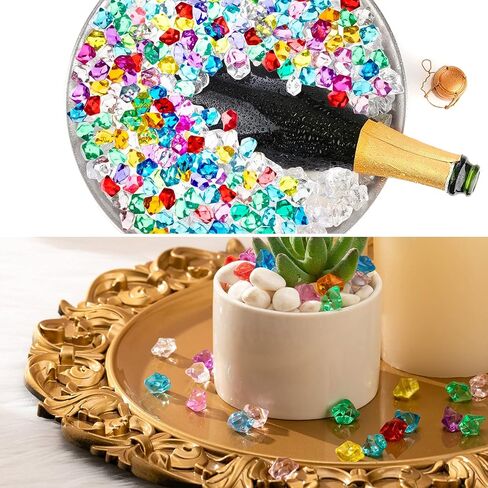 Syhood 400 Piece Multicolor Acrylic Gems Ice Cubes Set Fake Crushed Ice Rocks, Crystals, and Gems for Wedding Event Decoration, Arts and Crafts, Vase Fillers(Multi-Color) in Saudi Arabia