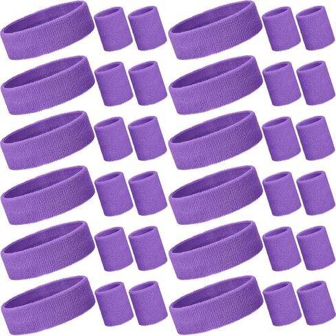 Bememo 36 Pcs Neon Sweatbands Set for Kids 24 Pcs Sports Wristbands 12 Football Tennis Headbands Neon Colorful Kids Sports Sweat Band for 80s Glow Party Basketball School Supplies(Neon) in Saudi Arabia