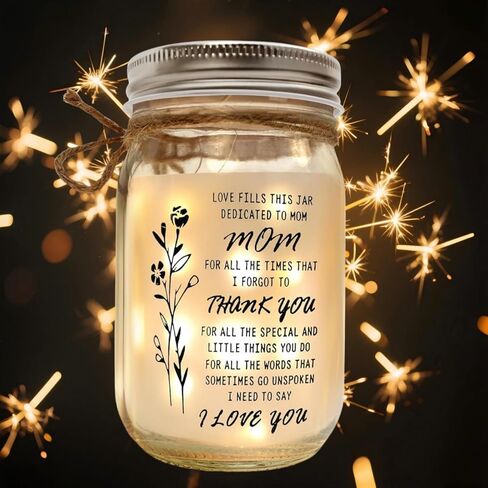 Valentines Day Birthday Mothers Day Gifts for Mom from Daughter and Son, Mason Jar Night Lights, Sentimental Best Mom Gifts in Saudi Arabia