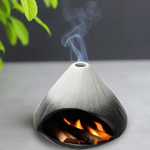 Ceramic Palo Santo Holder,Fuji Mountain Shape Incense Stick Burner for Yoga,Meditation,and Energy Cleansing Shower, Anxiety Relief for Women,Meditation with Gift Box (Black and White) in Saudi Arabia