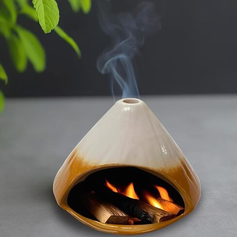 Ceramic Palo Santo Holder,Fuji Mountain Shape Incense Stick Burner for Yoga,Meditation,and Energy Cleansing Shower, Anxiety Relief for Women,Meditation with Gift Box (Black and White) in Saudi Arabia