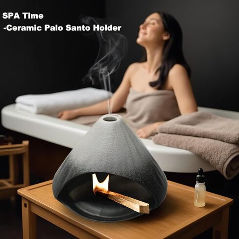 Ceramic Palo Santo Holder,Fuji Mountain Shape Incense Stick Burner for Yoga,Meditation,and Energy Cleansing Shower, Anxiety Relief for Women,Meditation with Gift Box (Black and White) in Saudi Arabia