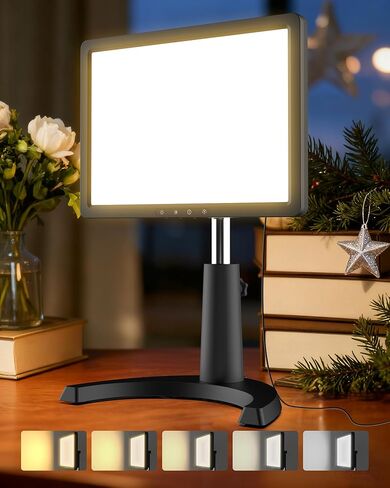 Light Therapy Lamp, 12000 Lux Full Spectrum 3 in 1 Therapy Lamps LED Sunlight, Adjustable 10 Brightness 5 Color Modes, Timer, Height, Angle& Detachable Stand, White in Saudi Arabia