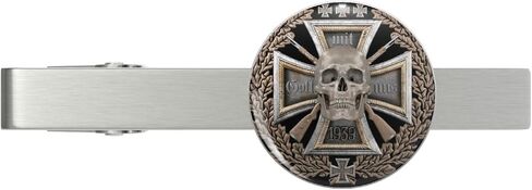 Gott Mit Uns Iron Cross Skull Kar 98 Rifles Oak Leaf Wreath Silver Tie Clip Tie Bar Veteran Gift in Saudi Arabia