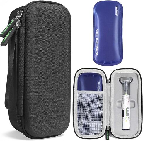 Portable Insulated Cooler Travel Case Fits 2 Zepbound or Mounjaro Injector Pens, Tirzepatide Travel Case TSA Approved with 2PCS Reusable Ice Packs, EVA Medicine Organizer for Daily Use (Purple, Big) in Saudi Arabia