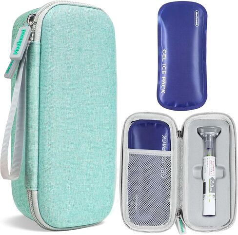 Portable Insulated Cooler Travel Case Fits 2 Zepbound or Mounjaro Injector Pens, Tirzepatide Travel Case TSA Approved with 2PCS Reusable Ice Packs, EVA Medicine Organizer for Daily Use (Purple, Big) in Saudi Arabia