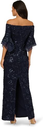 Adrianna Papell, Sequin Lace Combo Column Gown, Airy Aqua in Saudi Arabia