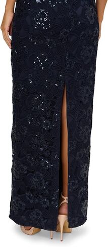 Adrianna Papell, Sequin Lace Combo Column Gown, Airy Aqua in Saudi Arabia