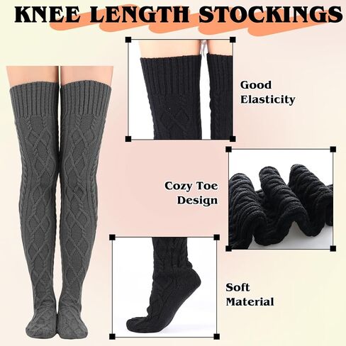 3 Sets Leg Warmers and Arm Warmers Women Knitted Knee High Socks Cable Knitted Fingerless Gloves over The Knee Long Boot Stocking for Women Girls Winter Cold Weather in Saudi Arabia