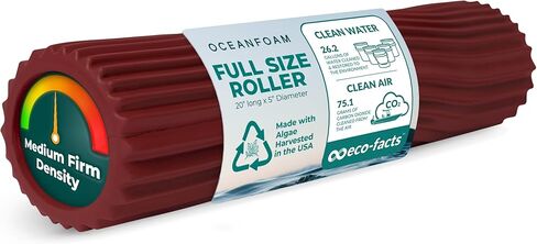 Oceanfoam Tidal Roller - أسطوانة إسفنجية لتدليك العضلات لآلام الظهر والتمدد - مموج مريح وواسع - اليوغا وألعاب القوى والعافية - حجم كامل، 20 بوصة × 5 بوصة - رخامي أحمر in Kuwait