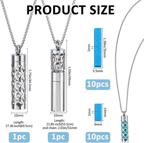 SUPERFINDINGS 2 Styles Essential Oil Diffuser Necklaces Perfume Pendant Necklaces with 20 Felt Pads Silver Diffuser Locket Necklace Essential Oil Pendant Aromatherapy Gift for Christmas Women Her in Saudi Arabia
