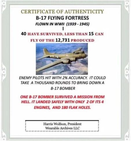 سلسلة مفاتيح/قلادة من الجلد الأسود من طراز بوينج B-17 من الحرب العالمية الثانية الأصلية in Kuwait