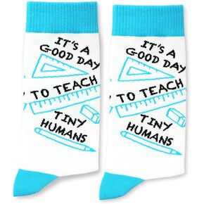 Teacher Must Haves Socks, It’s A Good Day To Teach Tiny Humans, Gifts for Teachers, Wife, Husband, Mom, Dad, Orange Socks, Favors for Christmas, Birthday, Teacher’s Day, Back-to-school Season.(005) in Kuwait