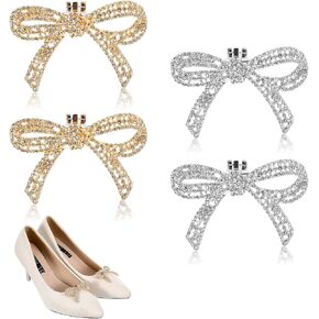 4pcs Rhinestone Shoe Clips, Detachable Decorative Shoe Clips, Rhinestone Bows for Shoes, Sparkling Jewelry for Heels Decoration Accessories Bridal Wedding Party Crystal Shoe Buckles in Saudi Arabia