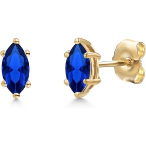 جوهرة ستون كينغ 14K الذهب الأصفر 6X3MM ماركيز قص الأحجار الكريمة جوهرة الميلاد أقراط | الشق المزدوج | أقراط ذهبية للنساء والرجال in Kuwait