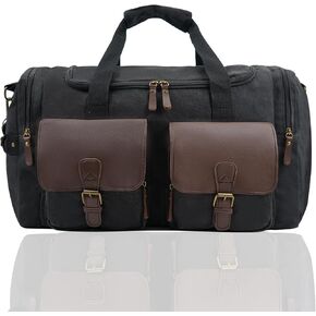 حقيبة دفل للرجال لعطلة نهاية الأسبوع - حقيبة كلاسيكية ليلية وصالة ألعاب رياضية مع مقصورات متعددة، معتمدة للحمل للسفر in Kuwait