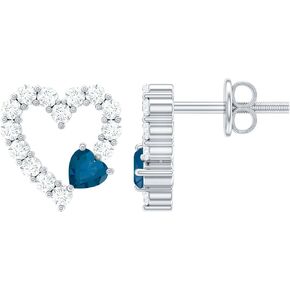 Genuine London Blue Topaz Heart Earrings in Silver, Aaa Quality, Blue Topaz Diamond Stud Earrings (Ideal For Gift) in Saudi Arabia