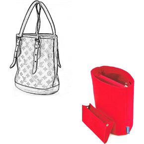 Monogram Canvas Bucket PM organizer ,Monogram Canvas Bucket PM insert,Purse insert organizer.（Beige-PM） in Saudi Arabia
