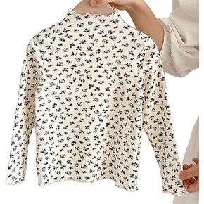 Kids' Base Layer Top Girls' Long-Sleeve Fashion Cotton T-Shirt Baby Ruffled Hem Top Children Clothing 2T-11Y in Saudi Arabia