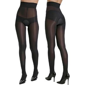 Shiny Sheer Tights Open Crotch Pantyhose for Women High Waist Oil Shimmery Stockings Silky Nylons 2 Pairs in Saudi Arabia