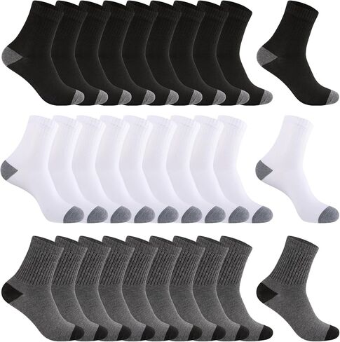 30 Pairs Men's Breathable Crew Socks – Soft Casual Comfort, Everyday Length Size 8-12/12-16, Bulk Pack in Saudi Arabia
