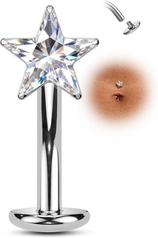 COCHARM Floating Belly Button Rings 14G Titanium Belly Button Piercing Internally Thread Navel Piercing Jewelry in Saudi Arabia