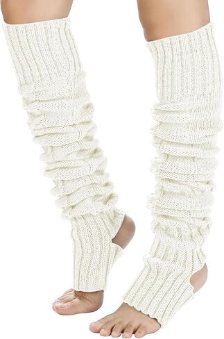 YELAIVP Knit Leg Warmers-Neon Ribbed Pretzel Knee Thigh-High Socks in Saudi Arabia