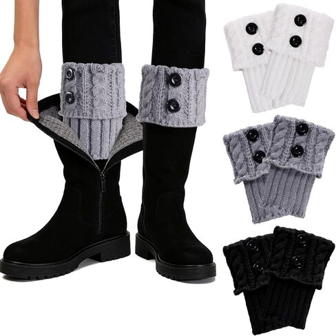 3 Pairs Short Boot Socks for Women Knitted Boot Cuffs for Winter Winter Leg Warmers Winter Christmas Gifts in Saudi Arabia