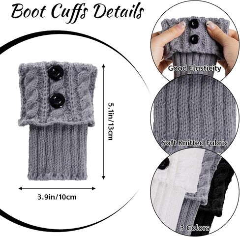 3 Pairs Short Boot Socks for Women Knitted Boot Cuffs for Winter Winter Leg Warmers Winter Christmas Gifts in Saudi Arabia