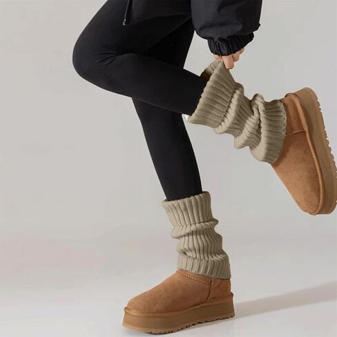 1-Pack White Chunky Knit Leg Warmers, Soft Acrylic, Winter Warmth for Y2K & Casual Outfits in Saudi Arabia