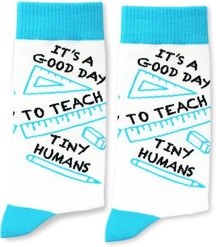 Teacher Must Haves Socks, It’s A Good Day To Teach Tiny Humans, Gifts for Teachers, Wife, Husband, Mom, Dad, Orange Socks, Favors for Christmas, Birthday, Teacher’s Day, Back-to-school Season.(005) in Kuwait