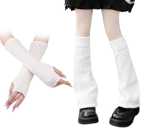 مجموعة تدفئة الساق والذراع المخططة للنساء - إكسسوارات نمط Y2K Goth Harajuku المحبوكة للحفلات التنكرية in Saudi Arabia