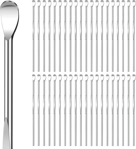 40 قطعة ملعقة الأذن الفولاذ المقاوم للصدأ الأذن الشمع مغرفة 3 ''قابلة لإعادة الاستخدام خلال أذني الأذن مكشطة معدنية الأذن نظافة آمنة أدوات إزالة شمع الأذن in Kuwait