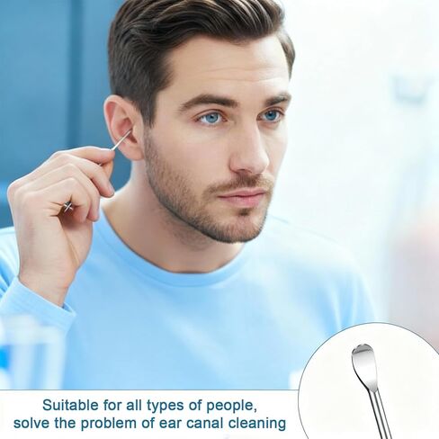 40 قطعة ملعقة الأذن الفولاذ المقاوم للصدأ الأذن الشمع مغرفة 3 ''قابلة لإعادة الاستخدام خلال أذني الأذن مكشطة معدنية الأذن نظافة آمنة أدوات إزالة شمع الأذن in Kuwait