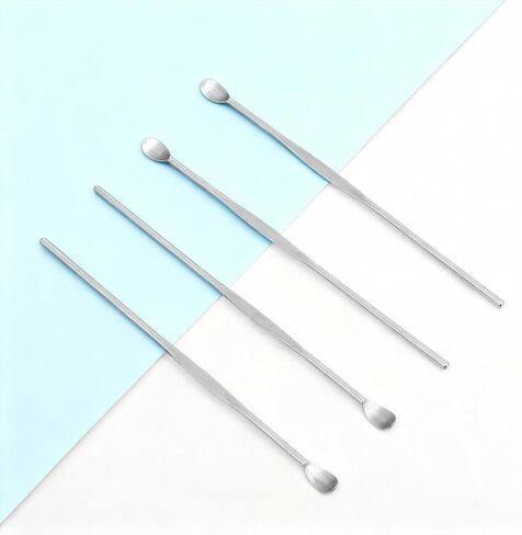 40 قطعة ملعقة الأذن الفولاذ المقاوم للصدأ الأذن الشمع مغرفة 3 ''قابلة لإعادة الاستخدام خلال أذني الأذن مكشطة معدنية الأذن نظافة آمنة أدوات إزالة شمع الأذن in Kuwait