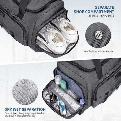 WITZMAN Duffle Bag for Men Large Overnight Carry On Weekender Bag with Shoe Compartment Sports Gym Duffle Bags for Traveling(B719 Silvery Grey) in Saudi Arabia