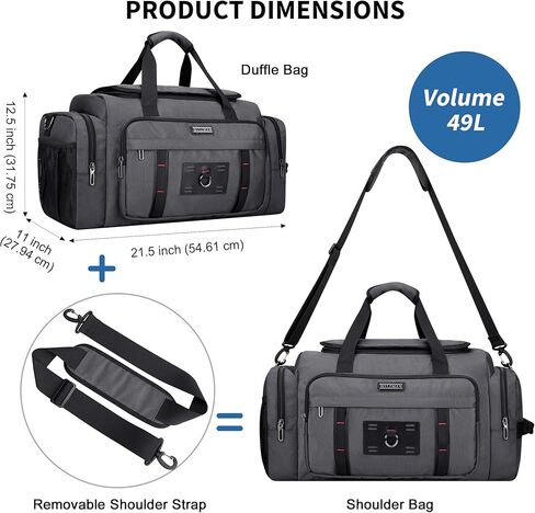 WITZMAN Duffle Bag for Men Large Overnight Carry On Weekender Bag with Shoe Compartment Sports Gym Duffle Bags for Traveling(B719 Silvery Grey) in Saudi Arabia