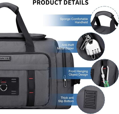 WITZMAN Duffle Bag for Men Large Overnight Carry On Weekender Bag with Shoe Compartment Sports Gym Duffle Bags for Traveling(B719 Silvery Grey) in Saudi Arabia