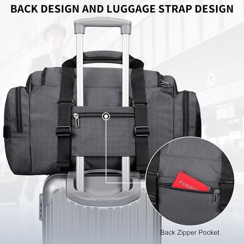 WITZMAN Duffle Bag for Men Large Overnight Carry On Weekender Bag with Shoe Compartment Sports Gym Duffle Bags for Traveling(B719 Silvery Grey) in Saudi Arabia