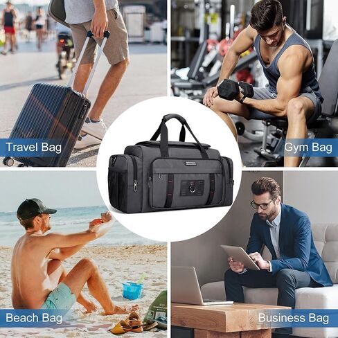 WITZMAN Duffle Bag for Men Large Overnight Carry On Weekender Bag with Shoe Compartment Sports Gym Duffle Bags for Traveling(B719 Silvery Grey) in Saudi Arabia
