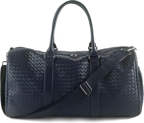 Weekender Bags for Women Woven Leather Travel Duffel Bag with Shoe Compartment, Carry On Garment Bag for Men Women, Large Capacity Water-resistant Gym Tote (Black) in Saudi Arabia