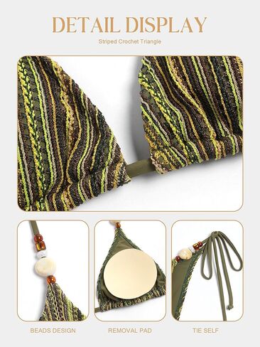 ZAFUL Women's Bikini Sets Beads Triangle Swimsuits 2 Piece String High Cut Cheeky Bathing Suits in Saudi Arabia