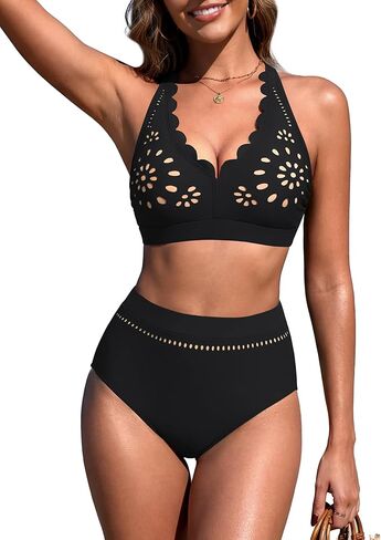 BMJL High Waisted Bikini Sets V Neck Womens Swimsuits Two Piece Cutout Bathing Suit for Swim in Saudi Arabia