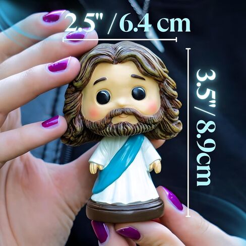 لوحة قيادة السيارة Jesus Bobblehead - تمثال/تمثال صغير من الراتنج باللون الأزرق الفاتح مقاس 3.5 سم - ديكور سيارة مسيحي - تمثال يسوع صغير للمكتب والرف والمنزل in Saudi Arabia