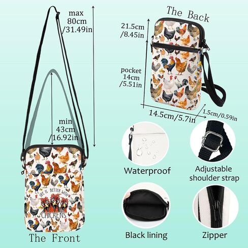 LEVLO Chicken Crossbody Bag Chicken Farmer Gift Life Is Just Better With Chickens Farmer Shoulder Bag Chicken Merch in Saudi Arabia