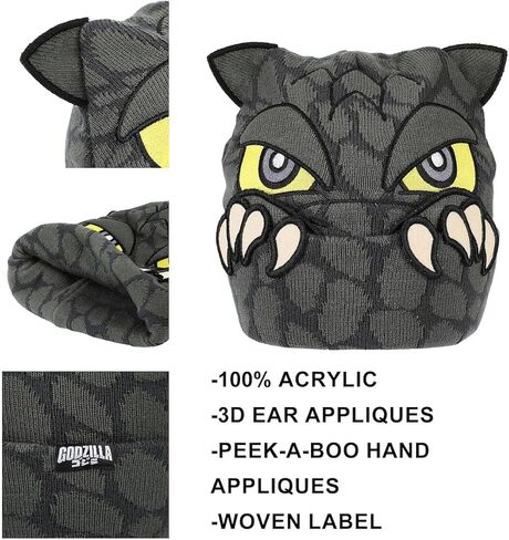 Bioworld Godzilla Peekaboo Claws Gray Cuff Beanie in Kuwait