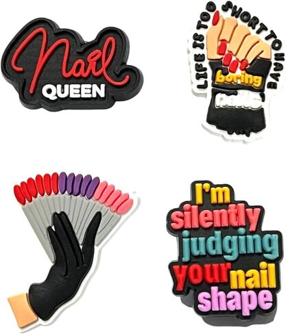 Nail Technician Shoe Charms Set, 4-Piece Decorative Manicurist Theme Nail Queen Design in Saudi Arabia