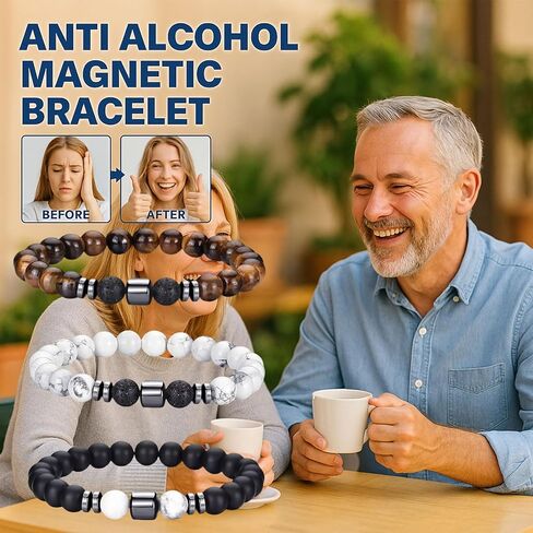 Glame Anti Alcohol Bracelet for Men Women Stop Drinking Alcohol Manifestation Hematite Abstinence Assistance Natural Stone Bracelets Calming Anxiety Healing Bracelets Jewelry Anxiety Stress Relief Gifts in Saudi Arabia