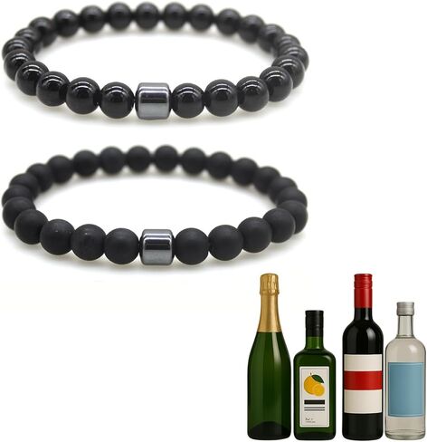 Glame Anti Alcohol Bracelet for Men Women Stop Drinking Alcohol Manifestation Hematite Abstinence Assistance Natural Stone Bracelets Calming Anxiety Healing Bracelets Jewelry Anxiety Stress Relief Gifts in Saudi Arabia